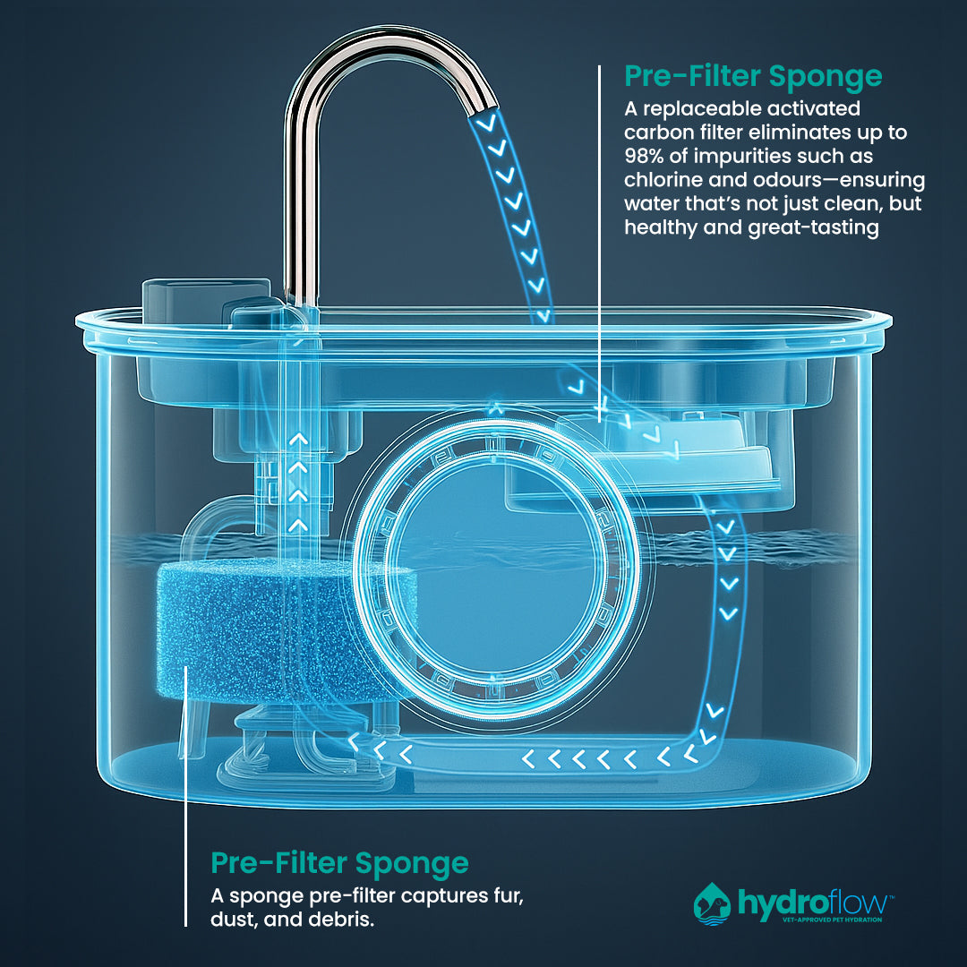 HydroFlow™ Premium 3.2L Dual Filtration + USB + LED Water Fountain