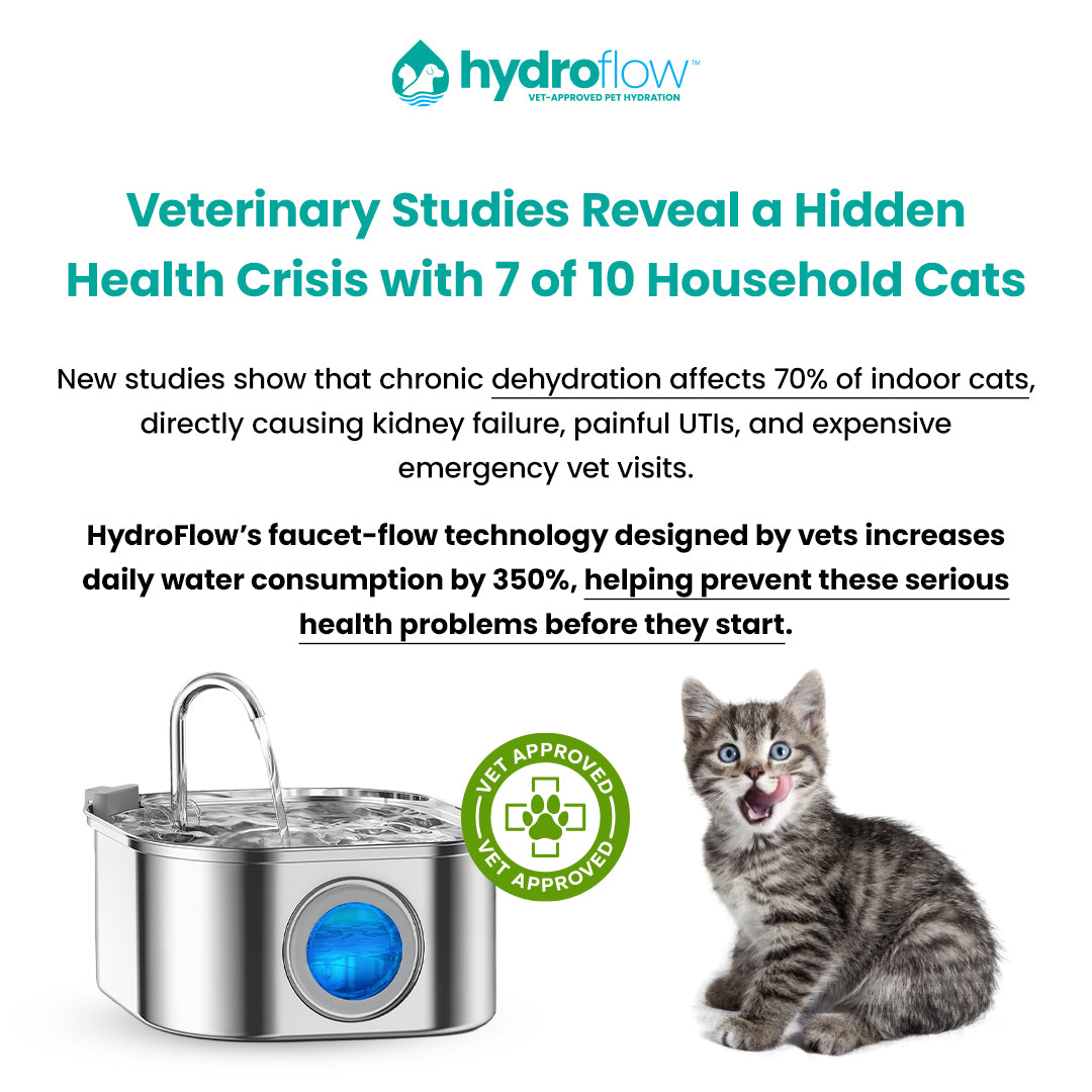 HydroFlow™ Premium 3.2L Dual Filtration + USB + LED Water Fountain
